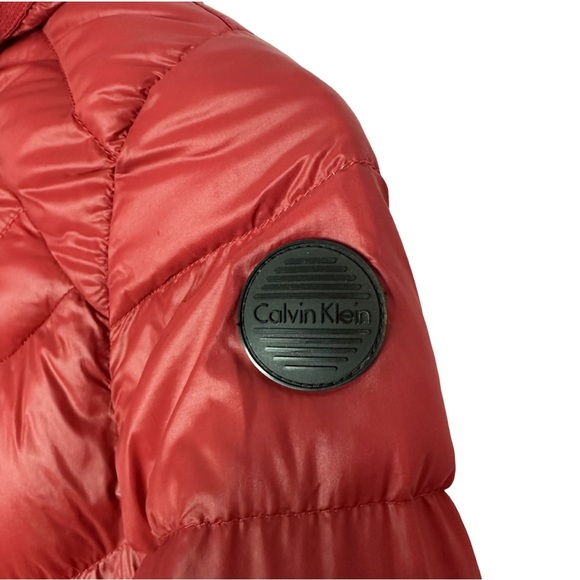 Calvin Klein Duck Down Lightweight Quilted Red Jacket Packable - Picture 3 of 8